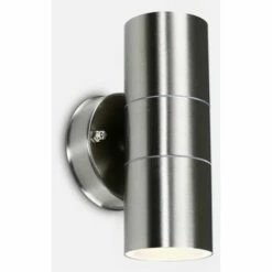 MINISUN 2 X Brushed Chrome Outdoor Garden Up/Down Security Wall Lights - No Bulbs -MINISUN Shop 8747145 2