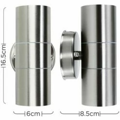 MINISUN 2 X Brushed Chrome Outdoor Garden Up/Down Security Wall Lights - No Bulbs -MINISUN Shop 8747145 4