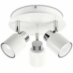 MINISUN 3 Way Round Plate Bathroom Ceiling Spotlight - IP44 Rated - White