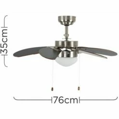 MINISUN Chrome & Wood 30" 6 Blade Ceiling Fan + Flush Light + Remote Control -MINISUN Shop 8747185 4
