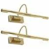 MINISUN 2 X Adjustable Twin Picture Wall Lights - Antique Brass
