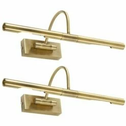 MINISUN 2 X Adjustable Twin Picture Wall Lights - Antique Brass
