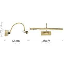 MINISUN 2 X Adjustable Twin Picture Wall Lights - Antique Brass -MINISUN Shop 8747204 4
