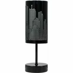 MINISUN Touch Table Lamp New York Skyline Cut Out Black - No Bulb