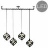 MINISUN Industrial Black 4 Way Bar Wrap Over Ceiling Light + Puzzle Cube Black Shades + 4W LED Filament Bulbs - Warm White -MINISUN Shop 8747413 1