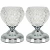 MINISUN 2 X Decorative Glass Bedside Touch Table Lamps - Chrome -MINISUN Shop 8747428 1