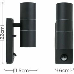 MINISUN Black Up / Down Outdoor IP44 Rated Wall Light With PIR Motion Sensor - No Bulbs 5 MINISUN Black Up / Down Outdoor IP44 Rated Wall Light With PIR Motion Sensor - No Bulbs -MINISUN Shop 8747487 4
