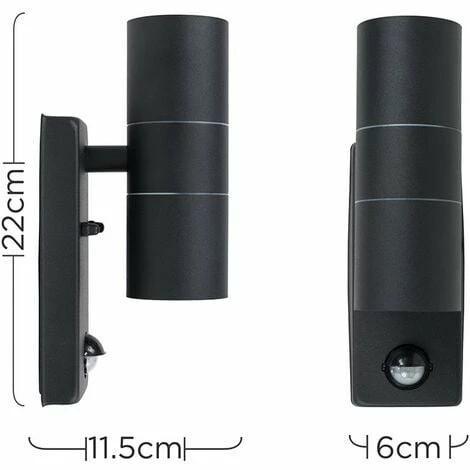 MINISUN Black Up / Down Outdoor IP44 Rated Wall Light With PIR Motion Sensor - No Bulbs MINISUN Black Up / Down Outdoor IP44 Rated Wall Light With PIR Motion Sensor - No Bulbs -MINISUN Shop 8747487 4
