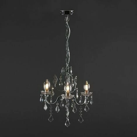 MINISUN IP44 3 Way Chrome Bathroom Chandelier + Clear Glass Droplets - No Bulbs MINISUN IP44 3 Way Chrome Bathroom Chandelier + Clear Glass Droplets - No Bulbs -MINISUN Shop 8747517 2
