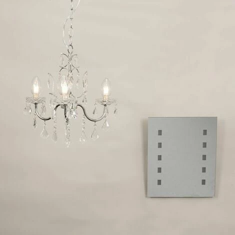 MINISUN IP44 3 Way Chrome Bathroom Chandelier + Clear Glass Droplets - No Bulbs MINISUN IP44 3 Way Chrome Bathroom Chandelier + Clear Glass Droplets - No Bulbs -MINISUN Shop 8747517 3
