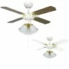 MINISUN White & Brass 36" Ceiling Fan + 3 Lights & Oak / White Reversible Blades -MINISUN Shop 8747561 1