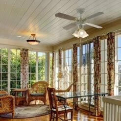 MINISUN White & Brass 36" Ceiling Fan + 3 Lights & Oak / White Reversible Blades -MINISUN Shop 8747561 3