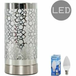 MINISUN Touch Table Lamp Bedside Lighting Brushed Chrome Base Light - Add LED Bulb