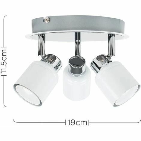 MINISUN 3 Way Round Plate Ceiling Spotlight - Gloss White MINISUN 3 Way Round Plate Ceiling Spotlight - Gloss White -MINISUN Shop 8747585 4
