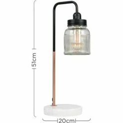 MINISUN Industrial Copper Table Lamp Light White Marble Base Shades - Ribbed Jar 5 MINISUN Industrial Copper Table Lamp Light White Marble Base Shades - Ribbed Jar -MINISUN Shop 8747610 4