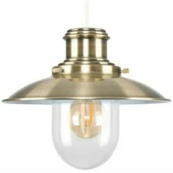 MINISUN Metal & Glass Vintage Lantern Easy Fit Ceiling Pendant Shade - Antique Brass