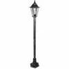 MINISUN Traditional 1.2M Outdoor Garden Black Silver Lamp Post Bollard & Top Lantern Light IP44 Rated - Add LED Bulb -MINISUN Shop 8747614 1