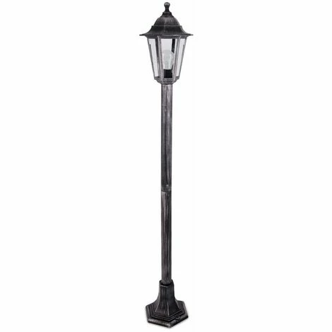 MINISUN Traditional 1.2M Outdoor Garden Black Silver Lamp Post Bollard & Top Lantern Light IP44 Rated - Add LED Bulb MINISUN Traditional 1.2M Outdoor Garden Black Silver Lamp Post Bollard & Top Lantern Light IP44 Rated - Add LED Bulb -MINISUN Shop 8747614 1