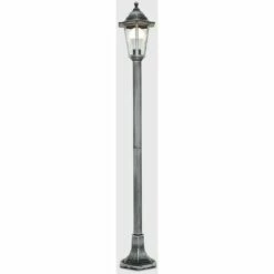 MINISUN Traditional 1.2M Outdoor Garden Black Silver Lamp Post Bollard & Top Lantern Light IP44 Rated - Add LED Bulb 3 MINISUN Traditional 1.2M Outdoor Garden Black Silver Lamp Post Bollard & Top Lantern Light IP44 Rated - Add LED Bulb -MINISUN Shop 8747614 2