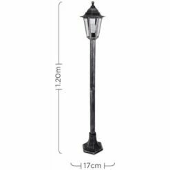 MINISUN Traditional 1.2M Outdoor Garden Black Silver Lamp Post Bollard & Top Lantern Light IP44 Rated - Add LED Bulb 5 MINISUN Traditional 1.2M Outdoor Garden Black Silver Lamp Post Bollard & Top Lantern Light IP44 Rated - Add LED Bulb -MINISUN Shop 8747614 4
