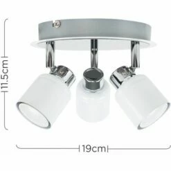 MINISUN 3 Way Round Plate Ceiling Spotlight With 5W Warm White LED GU10 Bulbs - White -MINISUN Shop 8747657 4