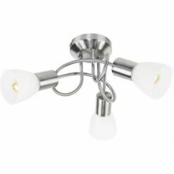 MINISUN 3 Way Brushed Chrome Flush Swirl Arm Ceiling Light + Frosted Glass Shades - No Bulbs