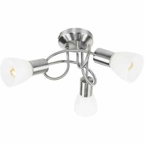 MINISUN 3 Way Brushed Chrome Flush Swirl Arm Ceiling Light + Frosted Glass Shades - No Bulbs MINISUN 3 Way Brushed Chrome Flush Swirl Arm Ceiling Light + Frosted Glass Shades - No Bulbs -MINISUN Shop 8747665 1