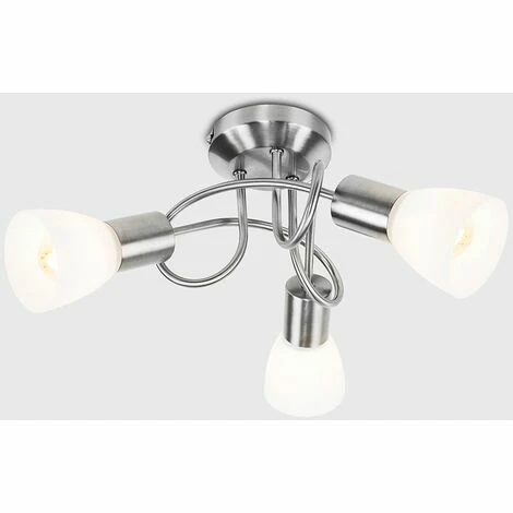 MINISUN 3 Way Brushed Chrome Flush Swirl Arm Ceiling Light + Frosted Glass Shades - No Bulbs MINISUN 3 Way Brushed Chrome Flush Swirl Arm Ceiling Light + Frosted Glass Shades - No Bulbs -MINISUN Shop 8747665 2