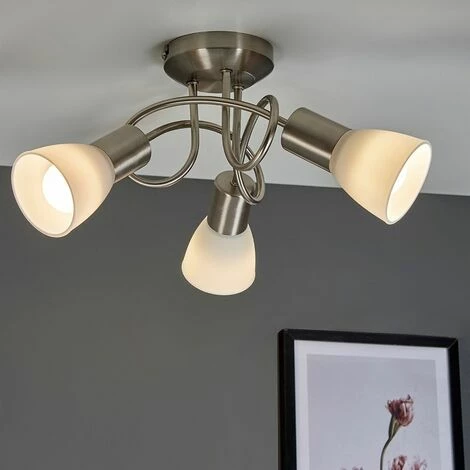 MINISUN 3 Way Brushed Chrome Flush Swirl Arm Ceiling Light + Frosted Glass Shades - No Bulbs MINISUN 3 Way Brushed Chrome Flush Swirl Arm Ceiling Light + Frosted Glass Shades - No Bulbs -MINISUN Shop 8747665 3