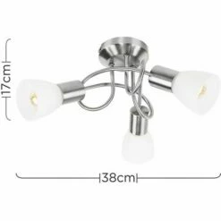 MINISUN 3 Way Brushed Chrome Flush Swirl Arm Ceiling Light + Frosted Glass Shades - No Bulbs 5 MINISUN 3 Way Brushed Chrome Flush Swirl Arm Ceiling Light + Frosted Glass Shades - No Bulbs -MINISUN Shop 8747665 4