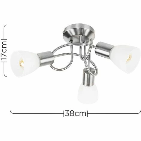 MINISUN 3 Way Brushed Chrome Flush Swirl Arm Ceiling Light + Frosted Glass Shades - No Bulbs MINISUN 3 Way Brushed Chrome Flush Swirl Arm Ceiling Light + Frosted Glass Shades - No Bulbs -MINISUN Shop 8747665 4
