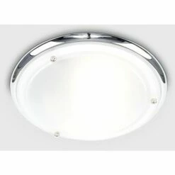 MINISUN Flush Round Bathroom Ceiling Light With A Frosted Glass Shade - Chrome -MINISUN Shop 8747696 2
