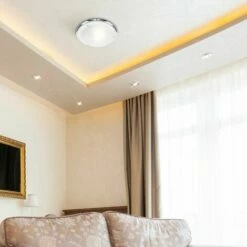 MINISUN Flush Round Bathroom Ceiling Light With A Frosted Glass Shade - Chrome -MINISUN Shop 8747696 3