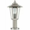MINISUN Silver Stainless Steel Outdoor Lamp Post Top Light IP44 + 4W LED Candle Bulb - Warm White