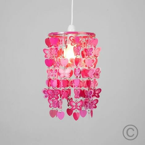 MINISUN Girls Pink Red Hearts Butterflies Ceiling Light Pendant Lampshade New MINISUN Girls Pink Red Hearts Butterflies Ceiling Light Pendant Lampshade New -MINISUN Shop 8747827 2