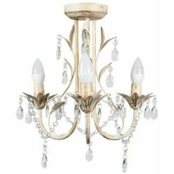 MINISUN 3 Way Chandelier With Acrylic Jewel Beads - Distressed Gold - No Bulb