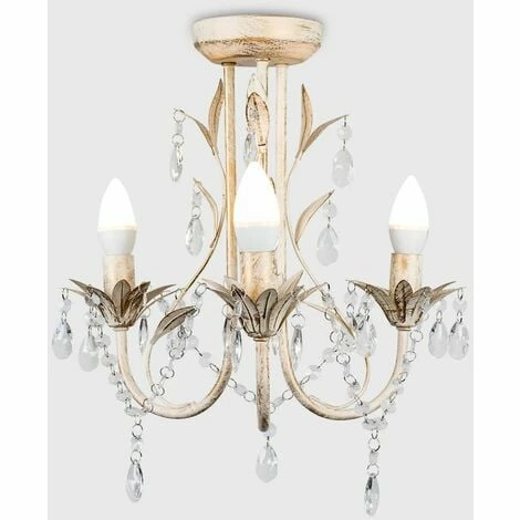 MINISUN 3 Way Chandelier with Acrylic Jewel Beads - Distressed Gold - No Bulb MINISUN 3 Way Chandelier With Acrylic Jewel Beads - Distressed Gold - No Bulb -MINISUN Shop 8747860 2