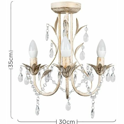 MINISUN 3 Way Chandelier with Acrylic Jewel Beads - Distressed Gold - No Bulb MINISUN 3 Way Chandelier With Acrylic Jewel Beads - Distressed Gold - No Bulb -MINISUN Shop 8747860 4