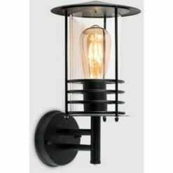 MINISUN IP44 Black Stainless Steel Metal Outdoor Wall Light + 4W LED Filament Bulb - Warm White -MINISUN Shop 8747869 2