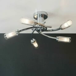 MINISUN 5 Way Chrome Twin Branch Arm Wall Light Clear & Frosted Light Diffusing Glass Shades - No Bulbs -MINISUN Shop 8747987 3