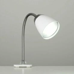 MINISUN Adjustable White & Chrome Clamp Clip On LED Desk Spotlight Lamp - Cool White -MINISUN Shop 8747993 2