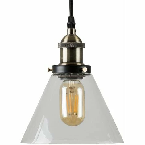 MINISUN Black & Gold Ceiling Pendant & Clear Glass Light Shade + 4W LED Filament Es E27 Amber Light Bulb MINISUN Black & Gold Ceiling Pendant & Clear Glass Light Shade + 4W LED Filament Es E27 Amber Light Bulb -MINISUN Shop 8748015 1