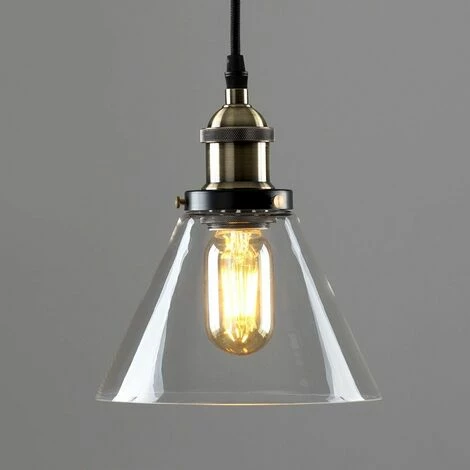 MINISUN Black & Gold Ceiling Pendant & Clear Glass Light Shade + 4W LED Filament Es E27 Amber Light Bulb MINISUN Black & Gold Ceiling Pendant & Clear Glass Light Shade + 4W LED Filament Es E27 Amber Light Bulb -MINISUN Shop 8748015 2