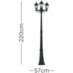 MINISUN 1.95M Black 3 Way IP44 Outdoor Lamp Post Light + 3 X 4W LED Candle Bulbs -MINISUN Shop 8748019 4