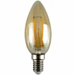 MINISUN 2W LED Filament SES E14 Amber Candle Light Bulb - Single