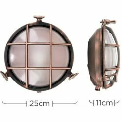 MINISUN IP64 Rated Round Outdoor Wall Fisherman Light - Copper - No Bulb -MINISUN Shop 8748056 4