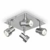 MINISUN Chrome 4 Way GU10 Square Ceiling Spotlight High Power Frosted Lens Bulbs - Warm White LED 1 MINISUN Chrome 4 Way GU10 Square Ceiling Spotlight High Power Frosted Lens Bulbs - Warm White LED -MINISUN Shop 8748070 1