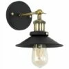 MINISUN Industrial Black & Antique Brass Wall Light With Black Cone Shade - No Bulb -MINISUN Shop 8748081 1