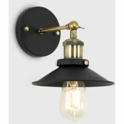 MINISUN Industrial Black & Antique Brass Wall Light With Black Cone Shade - No Bulb 3 MINISUN Industrial Black & Antique Brass Wall Light With Black Cone Shade - No Bulb -MINISUN Shop 8748081 2