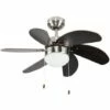 MINISUN 30" 6 Blade Ceiling Fan In Chrome & Wood With Light - No Bulb -MINISUN Shop 8748082 1